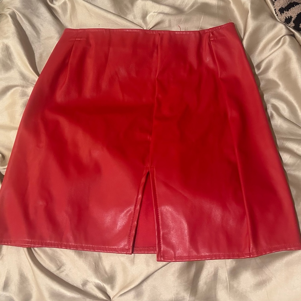 Cheryl Blossom Red Leather Skirt